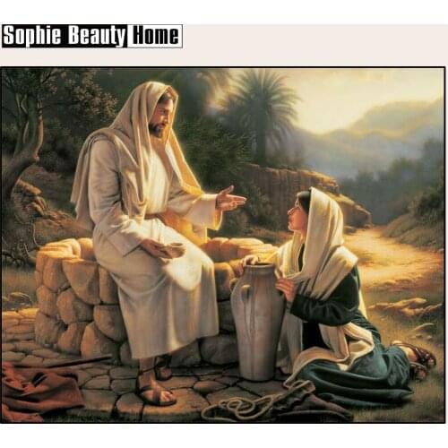 2018 Top Fashion Diy Diamond Painting Cross Stitch Crystal Square Mosaic Sets Religion Jesus Well Embroidery Crystals Craft