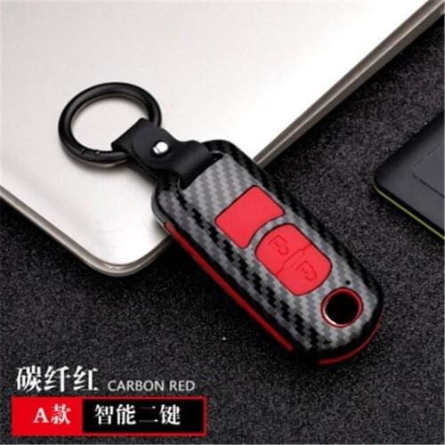 Carbon Silicone Car Key Case Cover Fob Keychain For Mazda 2 3 6 Axela Atenza CX-5 CX5 CX-7 CX-9 2015 2016 2017 Smart 2/3 Buttons