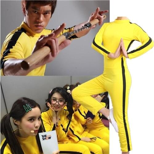 Unisex Adult Kids Bruce Lee Jeet Kune Do Chinese Kung Fu Jumpsuit Cosplay Costume Zentai Suit