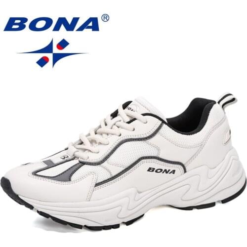BONA 2020 New Designers Sneakers Man Thick Sole Lace Up Adult Athletic Trainer Men Cushioning Outdoor Fitness Sport Walking Shoe