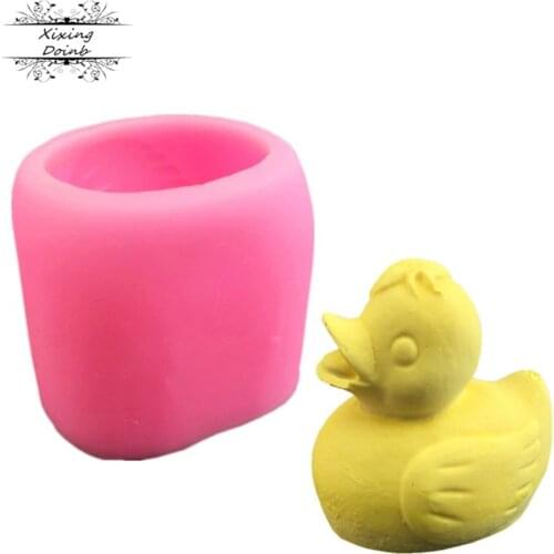 Lovely 3D duckling shaped soft sugar silicon mold candle chocolate soap mold wedding cake decoration Kitchen Baking