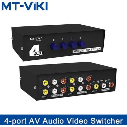 MT-VIKI 4 Port AV Switch RCA switcher Audio Video Selector 4 Input 1 Output Audio and video switche MT-431AV