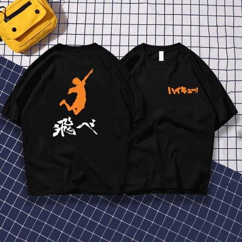 Japanese Cartoon Haikyuu Print Mens T-Shirt Oversized Crewneck T-Shirt Comfortable S-XXXL Clothing Summer S-XXXL Tshirts Mans