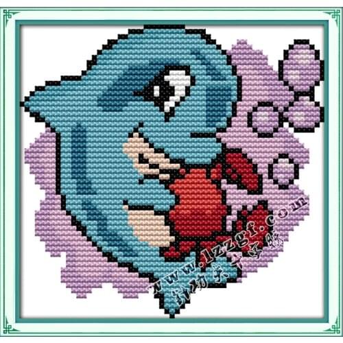 Cross stitch kit 14ct 11ct The little dolphin sea count print canvas stitches embroidery DIY handmade needlework Small picture
