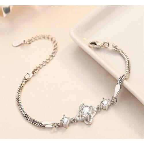 2019 New Lucky clover Silver with Cubic Zirconia for woman jewelry