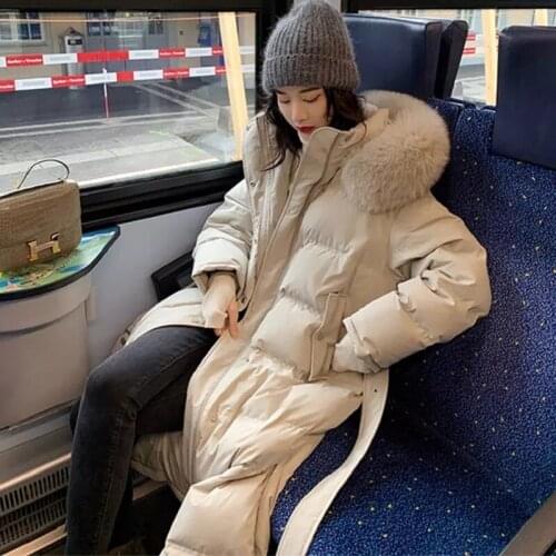 2020 Long Winter Women Down Ladys New Warm Winter New Long Over The Knee Down Jacket Female Spot Thick Hair Collar Korean Women