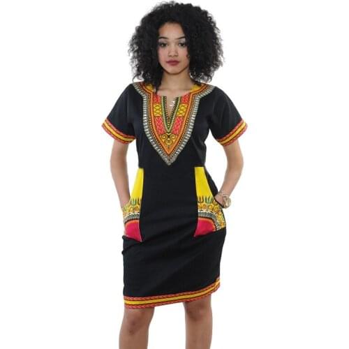 New Hot Summer Vintage Dress Women Tunic Casual Beach Dress 2021 African Print Shirt Dress Robe Femme Plus Size Dashiki Dress