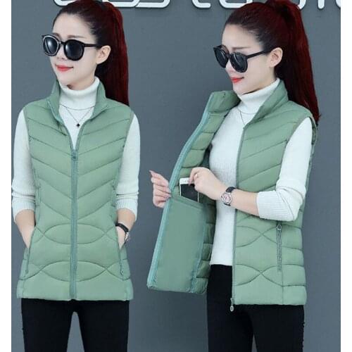 NEW Short Style Vest for Women Cotton Padded Plus Size 5XL Women Winter Sleeveless Jacket with Zipper Stand Collar Casual Coats