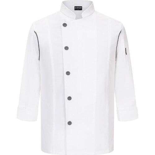Long Sleeve Restaurant Uniform Single-breasted Breathable Chef Uniform Hotel Restaurant Bakery Jacket Kitchen Work Clothes