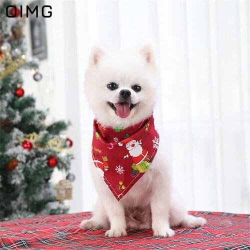 OIMG Christmas Small Dogs Bandana Cartoon Pet Scarf Bibs For Dogs Accessories Pomeranian Spitz Party Pet Dog Cat Triangle Scarf