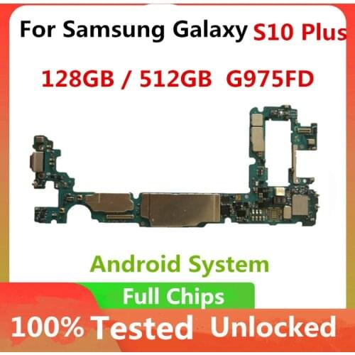 512GB For Samsung Galaxy S10 Plus Motherboard G975F G975FD G975U S10 G973F G973FD G973U G970F/FD G970U Original Unlocked 128GB