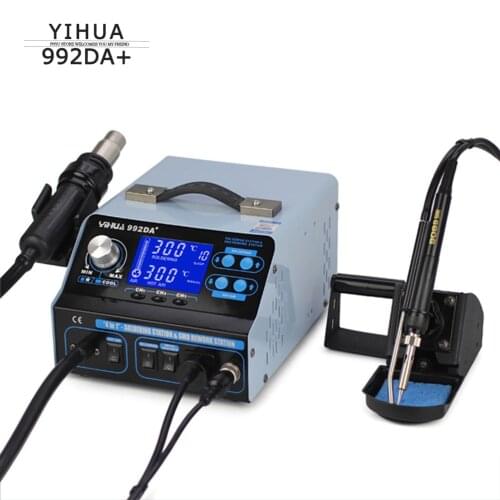 YIHUA 992DA+ Heat Gun Desoldering Station LCD Digital Triad Intelligent Smoking Hot Air Soldering Lron Tool Welding Repair Board