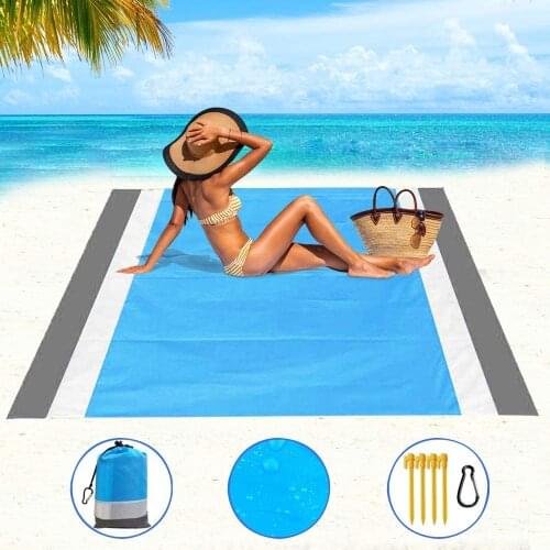 Beach Blanket, Camping Beach Mat Outdoor Picnic Blanket Large Sand Free Compact for 7 Persons Water Proof Quick Drying 79" X 83"