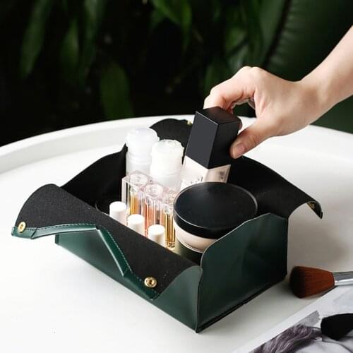 PU Tissue Holder Dispenser Soft Napkins Paper Tissue Box with Large Open Button Closure Easy Access for Home Car Organization Re