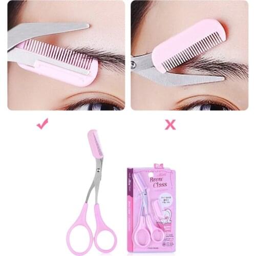 Professional Stainless Steel Eyebrow Scissors with Comb Curved Trimmer Grooming Shaver Eyelash Hair Removal Beauty Tools