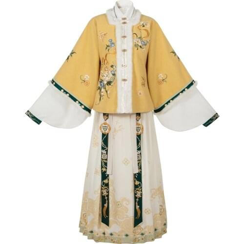 2021 chinese traditional clothing improved hanfu costume ming-made oriental square collar embroidery hanfu folk dance dress