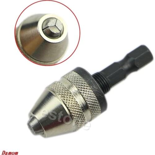 OOTDTY 0.3-3mm Keyless Drill Chuck Screwdriver Impact Driver Adaptor 1/4 Inch Hex Shank Drills Tool Clamping Range