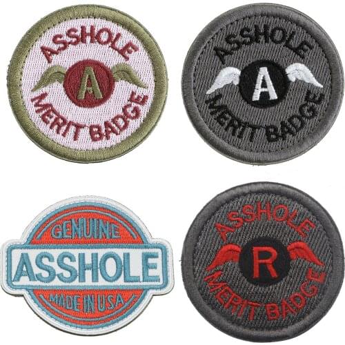 Asshole Merit Badge Embroidery Sew On Patches Badge Applique Armband Hook & Loop