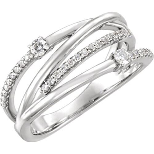 YOUHAOCC New Style Beautiful Geometric Line Inlaid Zircon Ladies Ring Fashion Ring Ring Hand Jewelry Womens Accessories