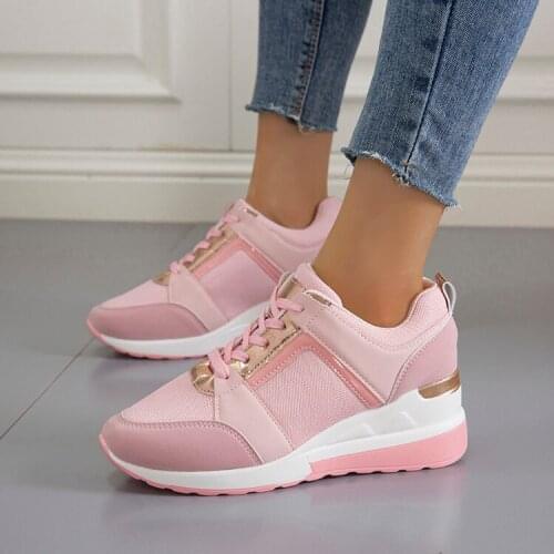 New Women Sneakers Lace-Up Wedge platform Shoes Womens Vulcanized Shoes Casual Platform Ladies Sneakers Comfy Females Shoes 43