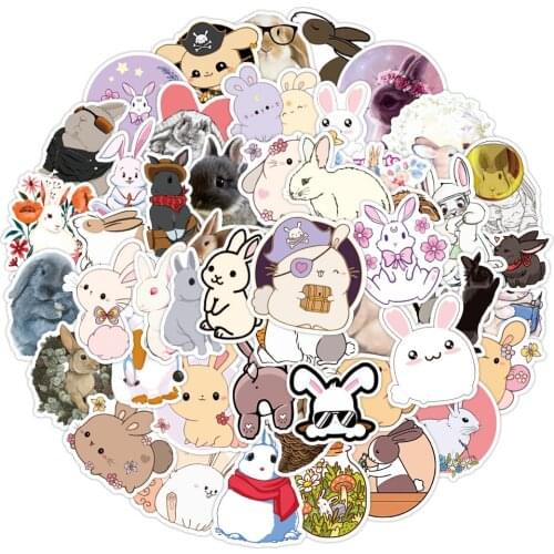 10/50pcs Animals Rabbit Cartoon Stickers for Children Waterproof DIY Laptop Car Suitcase Skateboard Water Bottle Decal Kid Toy