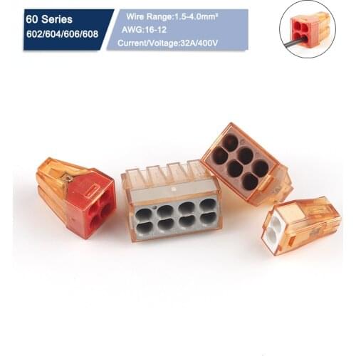 10PCS Quick Push in Wire Connectors 602/604/606/608 Cable Connector Wiring Conductor For Junction Box Led Light Connection