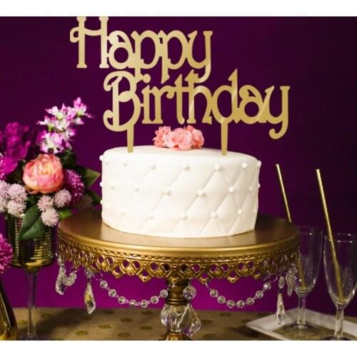 100pcs/lot Creative Golden happy birthday design wedding cake inserted card Wedding birthday Cake Topper Party Cake Decorations