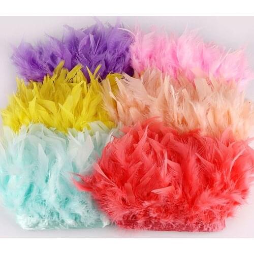 2Yard Wedding Turkey Marabou Feathers Trim Fringe Natural Feather Plume DIY Craft Feather Ribbon for Sewing Clothing Party Decor