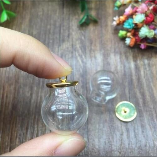 20sets/lot 20mm Glass globe 12mm opening setting base set glass vials pendant DIY hollow glass dome cover necklace pendant