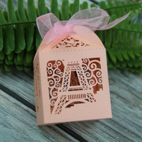 20pcs Eiffel Tower Laser Cut Wedding Favors and Gift Box Dragees for Wedding Candy Box Baby Shower Baptism Cupcake Box Packaging
