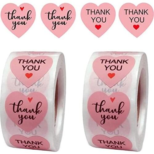 500pcs/roll Pink Round Love Heart Stickers Scrapbooking Handmade Label Wedding Stickers Adhesive Sticker Labels