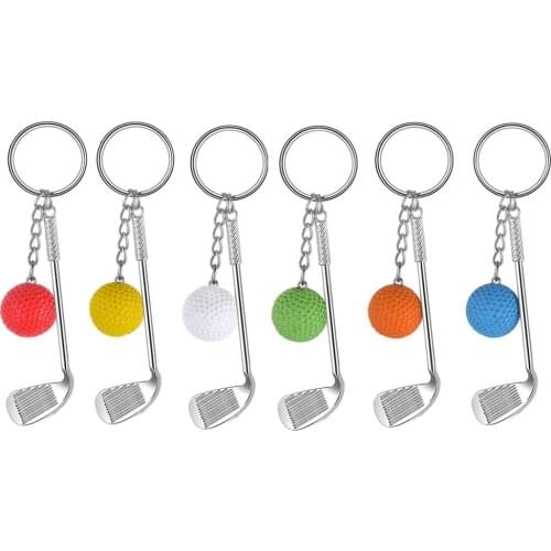Mini Golf Racket Ball Pendant Keychain Key Ring Creative Metal Key Clasps Split Keyring Sports Clubs Gift Kid Christmas Gift