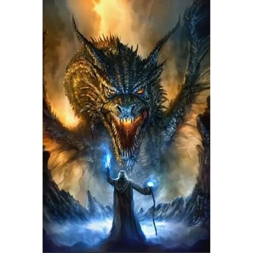 AMY-AMY-5D DIY Diamond Painting "black Dragon" Embroidery, Square Diamond / Round Diamond Mosaic Home Decoration Gift