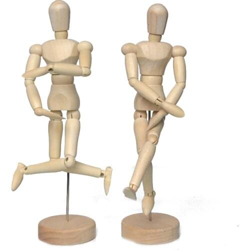 4.5/5.5/8/12" Wooden Manikin Movable Limbs Human Mannequin Model for Artist Sketching Hand Decoration