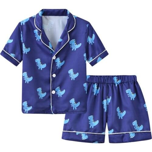 Baby Silk Satin Pajamas Pyjamas Set short Sleeve Sleepwear Pijama Pajamas Suit boys Sleep Two Piece Set Girls Home Clothing
