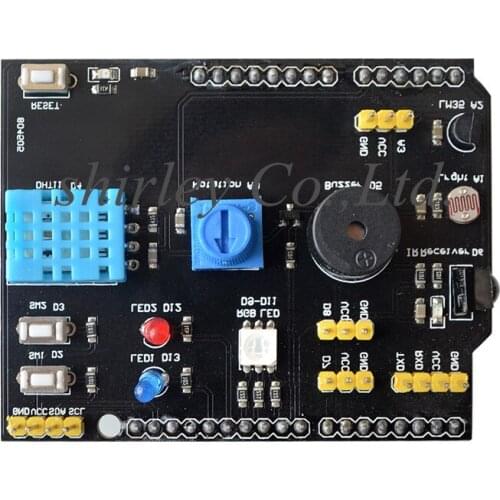 DHT11 LM35 Temperature Humidity Sensor Multifunction Expansion Board Adapter For Arduino UNO RGB LED IR Receiver Buzzer connecto