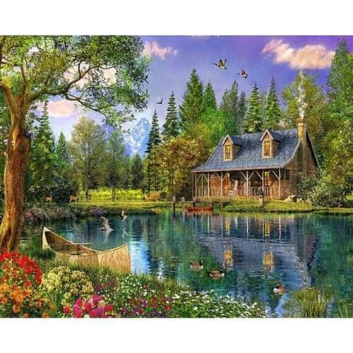 GATYZTORY Framed Rural DIY Painting By Numbers Landscape Coloring Zero Basis HandPainted Oil Painting Home Decor