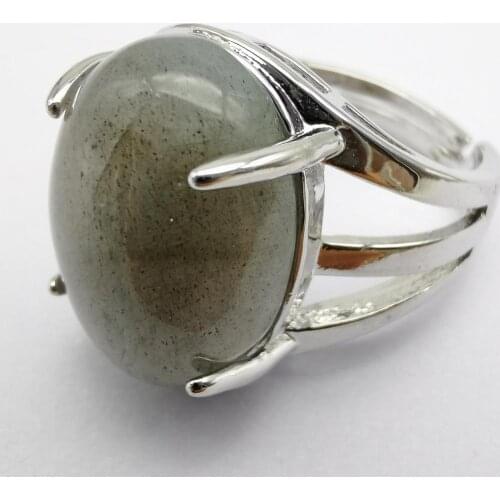Natural Labradorite Stone Oval Bead GEM Finger Ring Size 8-9 Jewelry For Gift X266