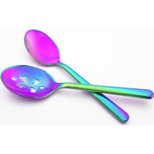 Creative Serving Spoons Colander European Standard 304 Stainless Steel Dinnerware Hollow Spoons Western Salad Ladles 2pcs/pack