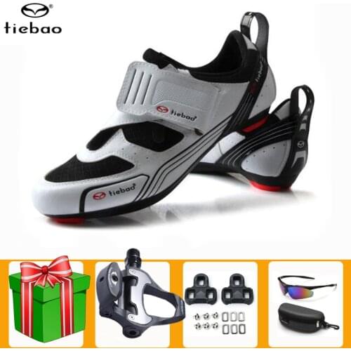 Tiebao Road Bike Cycling Shoes Triathlon Men Sneakers Self-locking Sapatilha Ciclismo White Bicycle Riding Breathable Bicicletas