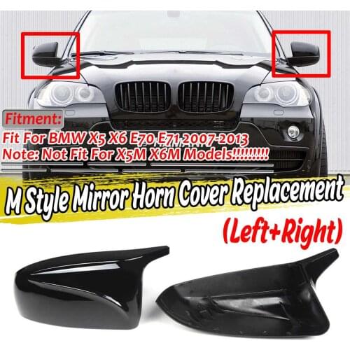 2PCS Glossy Black Car Rear View Mirror Cover Cap Direct Replacement For BMW X5 X6 E70 E71 2007-2013 X5 X6 Side Mirror Cap Cover