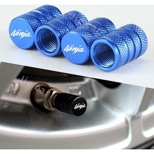 NINJA Motorcycle Tire Valve Airtight Stem Cover Caps Plug CNC Aluminum Accessories for Kawasaki Ninja 250 300 400 650 2010-2020