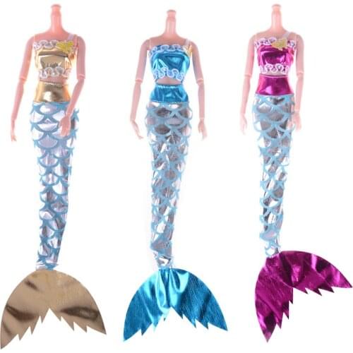 2PCS/set Doll Swimming Clothes Princess Doll Party Dress Gown Skirt Mermaid Dress For Child Gift Best Girl' Doll Cosplay