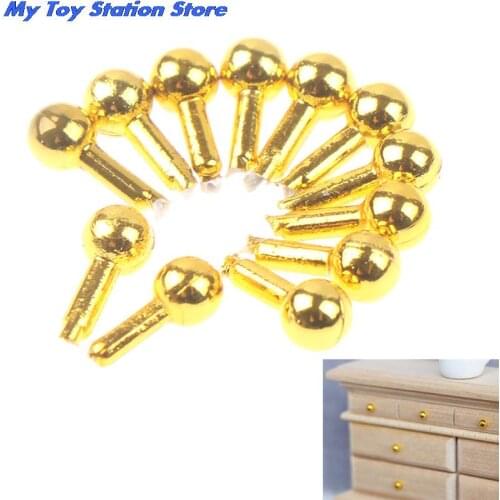12pcs/bag 1/12 Dollhouse Miniature Golden Drawer Handle Furniture Accessories