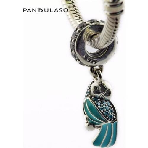 Fashion Beads Tropical Parrot Pendant Charm Fits Sterling Silver Jewelry Bracelets For Woman DIY Europe Beads For Jewelry Making
