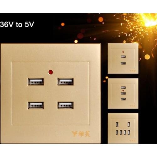 New Home 4 Ports USB Wall Socket Input 36V Charger Electrical Panel Adapter Power Outlet For iphone samsung HTC Xiaomi