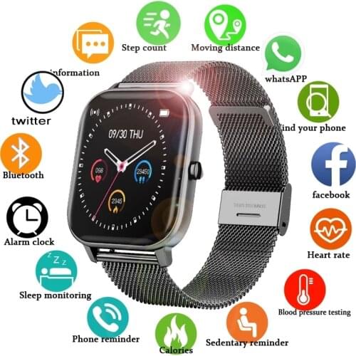 2021 New P8 Color Screen Smart Watch Women men Full Touch Fitness Tracker Blood Pressure Smart Clock Women Smartwatch for Xiaomi