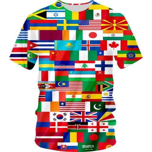 IFPD New Style Flag Patchwork T-shirt 3d-printed Men/ Women Summer Novelty Funny Streetwear Plus Size Short-sleeved Dropshipping