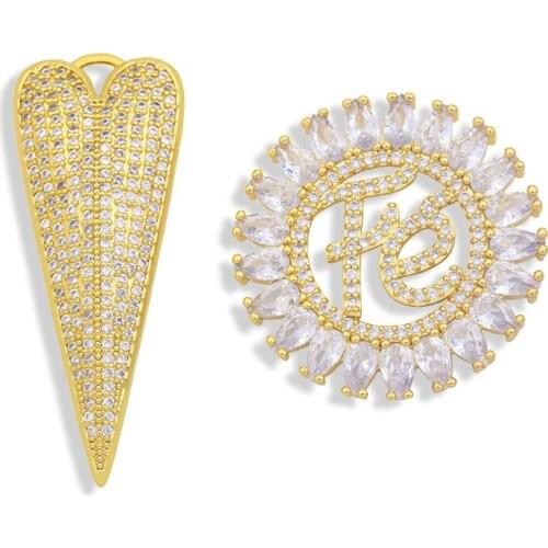 OCESRIO Copper Cubic Zirconia Large Pendant for Necklace Gold Plated Large Fe Medallion Pendant Jewelry Jewelry Findings pdta395