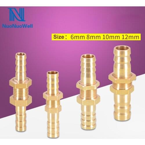 NuoNuoWell 2PCS Brass Pneumatic Pipe Bulkhead Straight Joints 6/8/10/12mm Connector Soft Gas Hose Quick Adapter